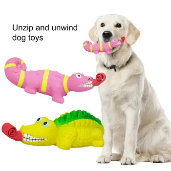 הכלב ללעוס צעצועים לטאה/תנין צורה מתחים ניקוי שיניים רך אלסטי הקול לסחוט משעשע צעצוע כלב אביזרים